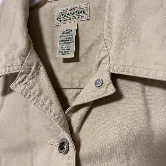 St. Johns’s Bay Collard Vest Beige Sleeveless 100% Cotton size Large - Picture 3 of 9